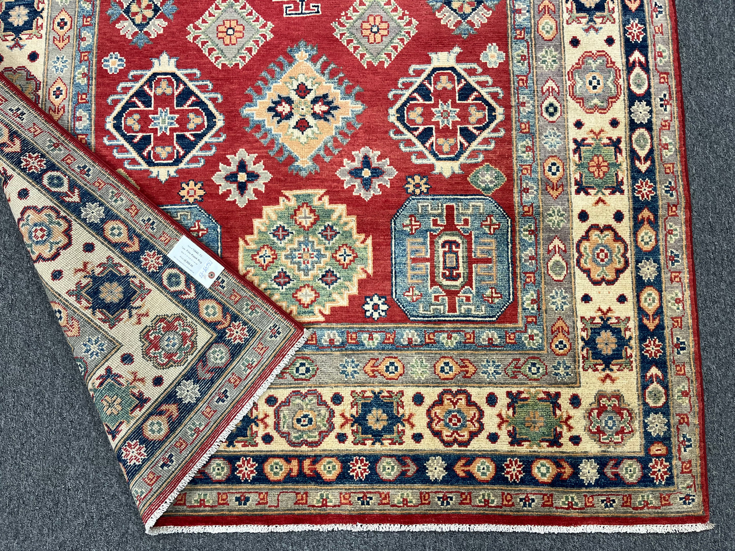 Red/Beige Kazak 5X8 Handmade Wool Rug # 13648