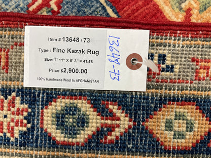 Red/Beige Kazak 5X8 Handmade Wool Rug # 13648