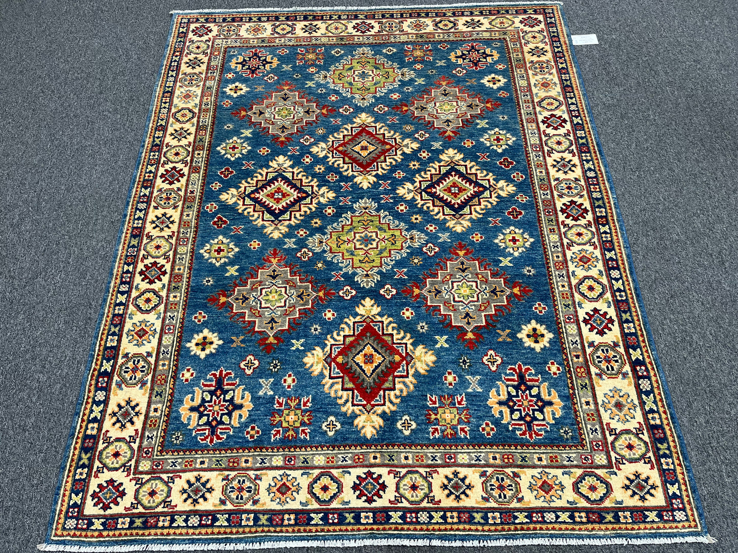 Kazak Light Blue 5X7 Handmade Wool Rug # 13646