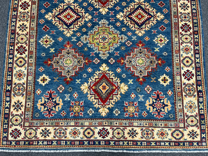 Kazak Light Blue 5X7 Handmade Wool Rug # 13646