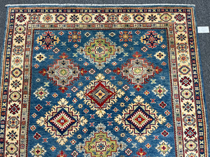 Kazak Light Blue 5X7 Handmade Wool Rug # 13646
