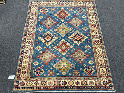 Kazak Light Blue 5X7 Handmade Wool Rug # 13646