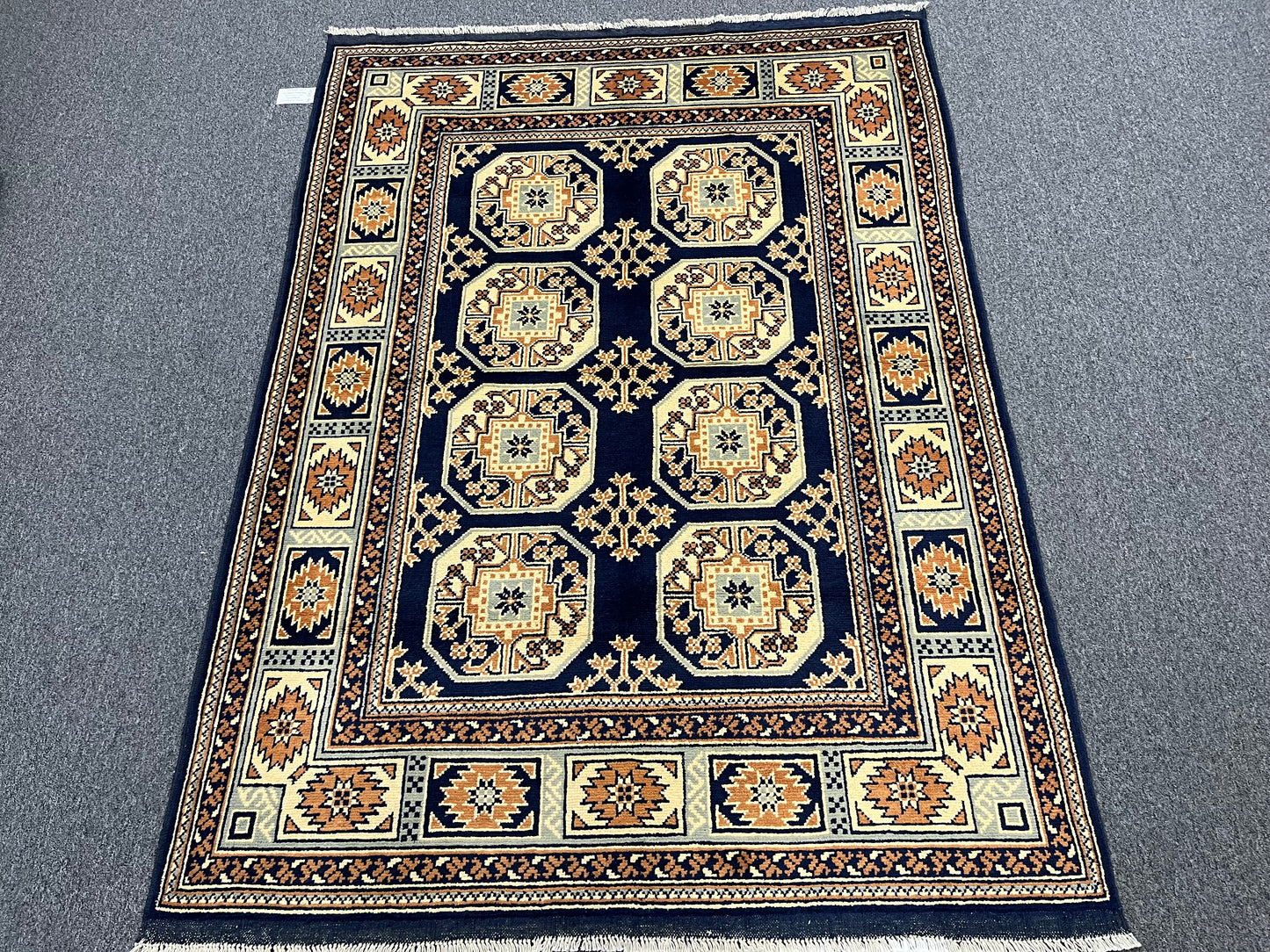 5X7 Afghan Tribal Navy Blue Handmade Wool Rug # 14243