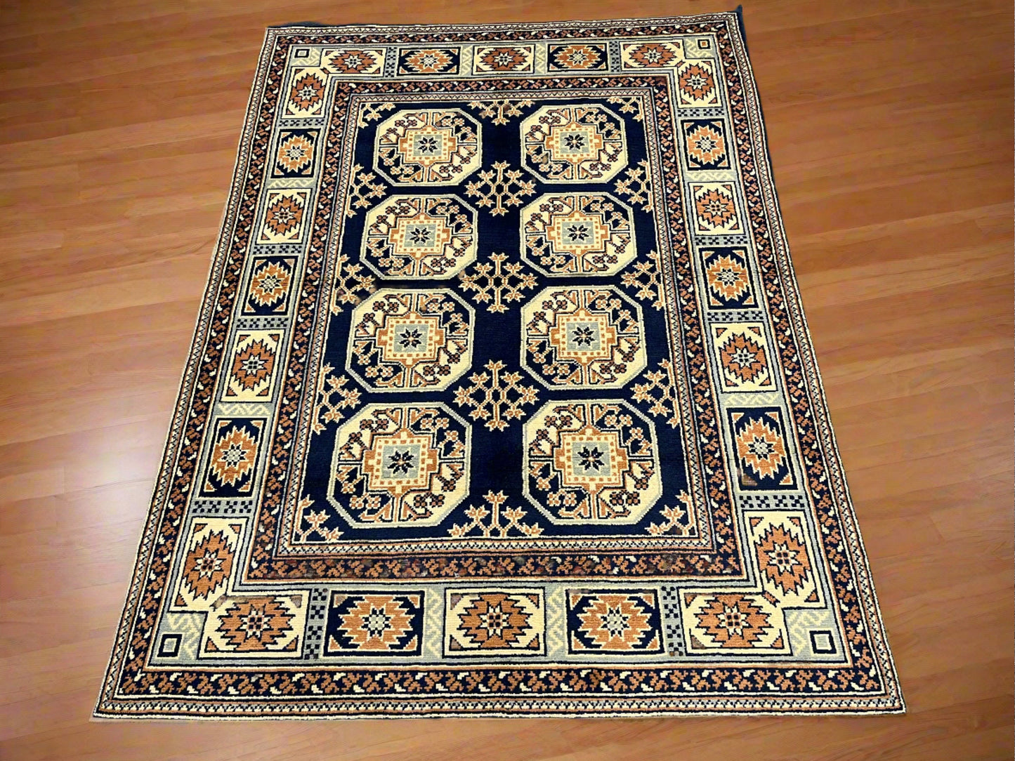 5X7 Afghan Tribal Navy Blue Handmade Wool Rug # 14243