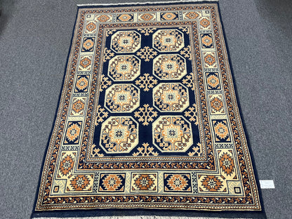 5X7 Afghan Tribal Navy Blue Handmade Wool Rug # 14243