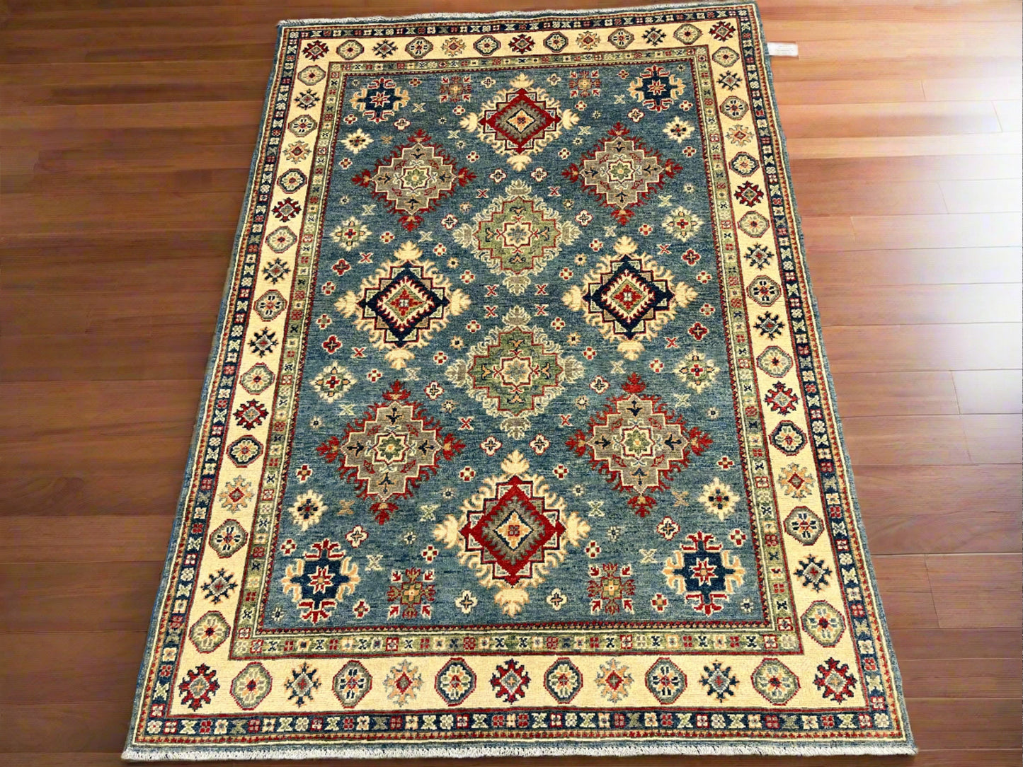 5X7 Kazak Light Blue Handmade Wool Rug # 13707