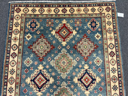 5X7 Kazak Light Blue Handmade Wool Rug # 13707