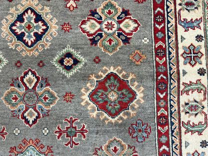 Kazak Gray Brown 5X7 Handmade Wool Rug # 13613