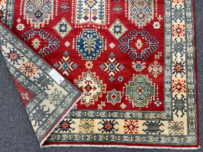 Red/Beige 5X7 Kazak Handmade Wool Rug # 13614