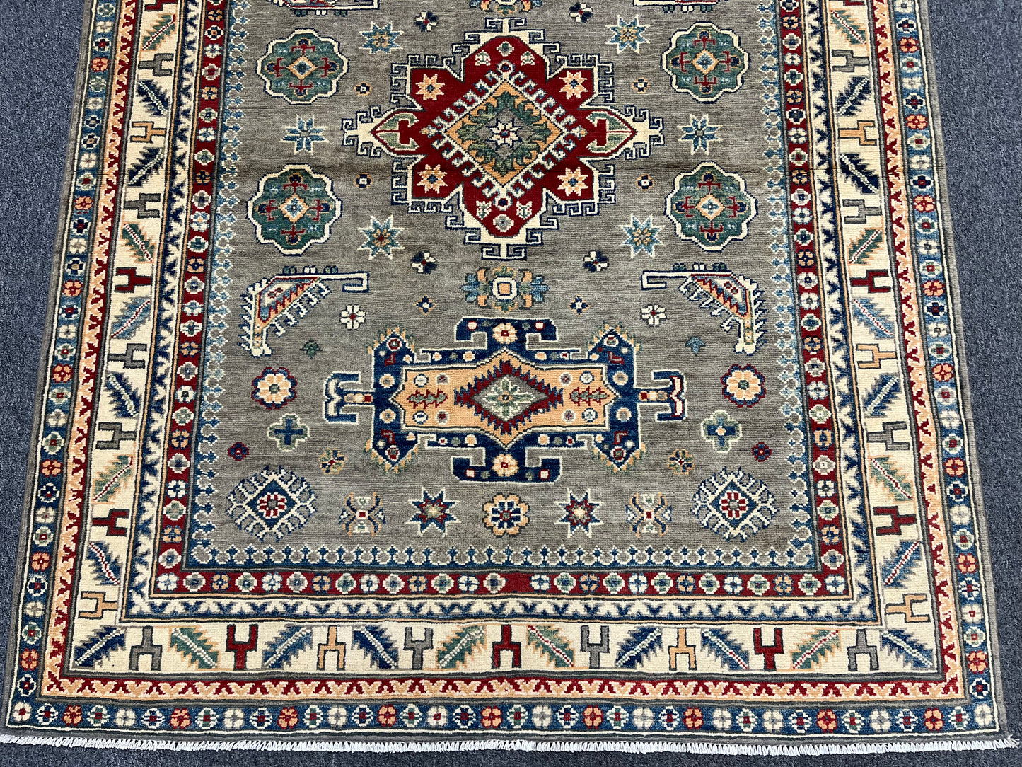 5X7 Kazak Gary Brown Handmade Wool Rug # 13615