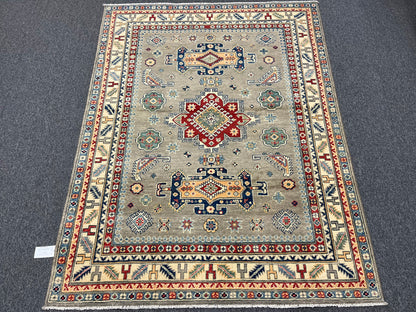 5X7 Kazak Gary Brown Handmade Wool Rug # 13615