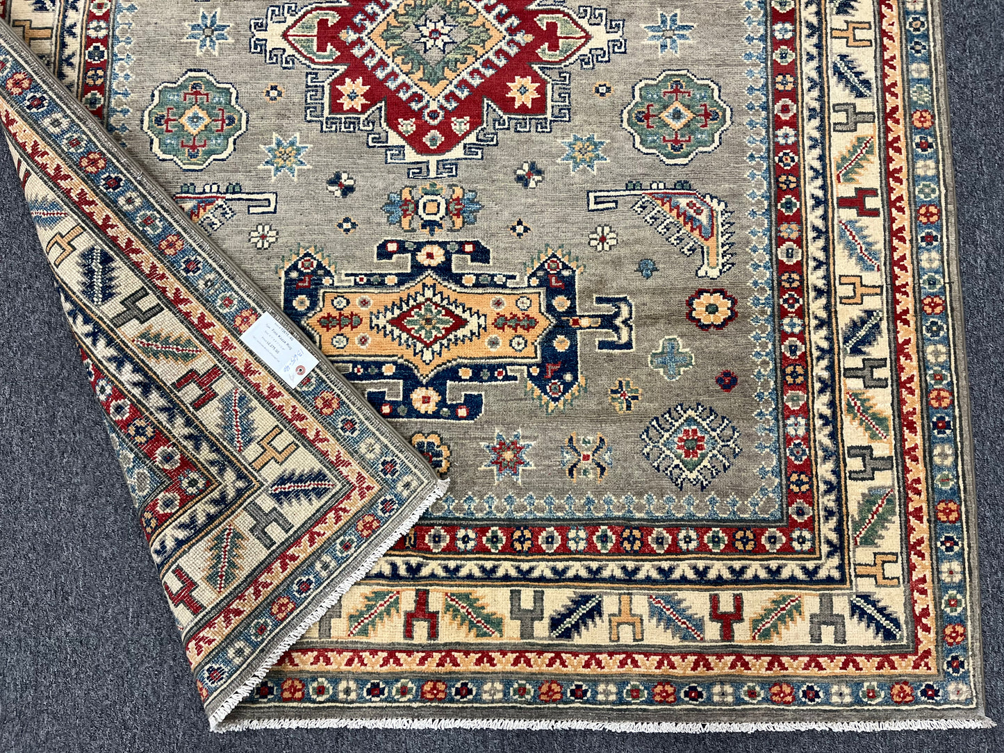 5X7 Kazak Gary Brown Handmade Wool Rug # 13615