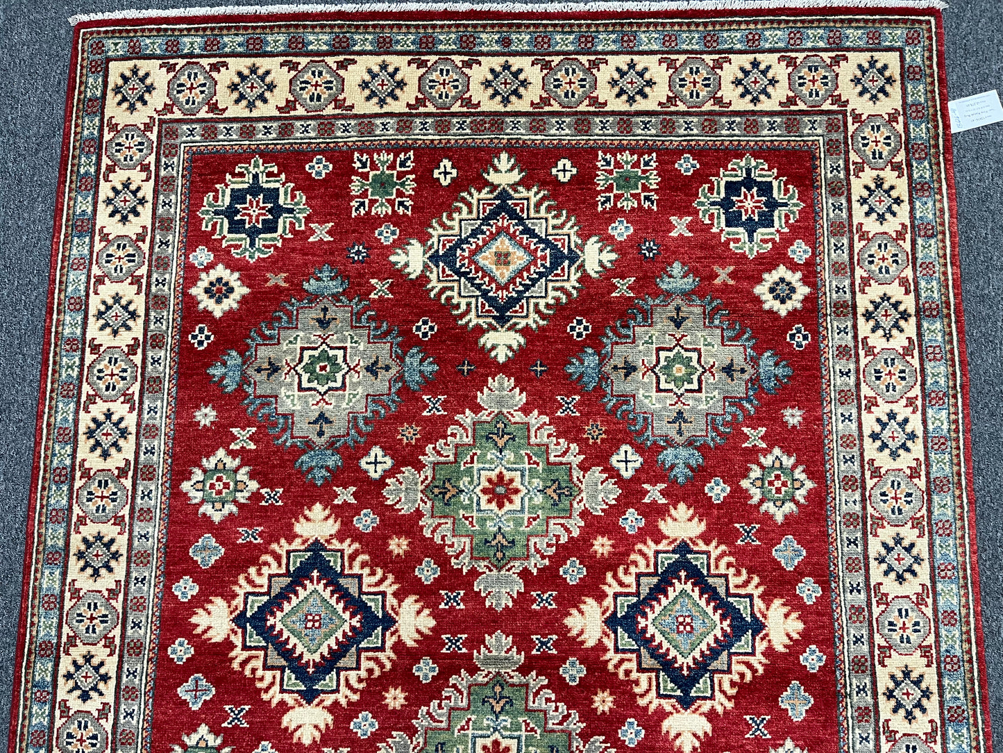 5X7 Kazak Red/Beige Handmade Wool Rug # 13616