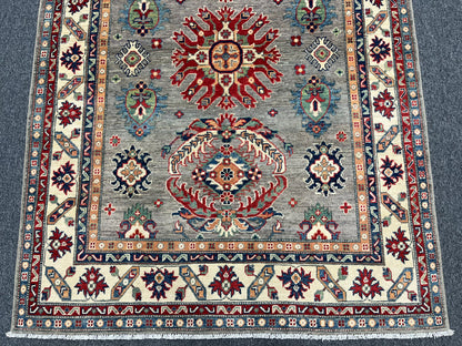 5 X 7 Kazak Gray Brown Handmade Wool Rug # 13836