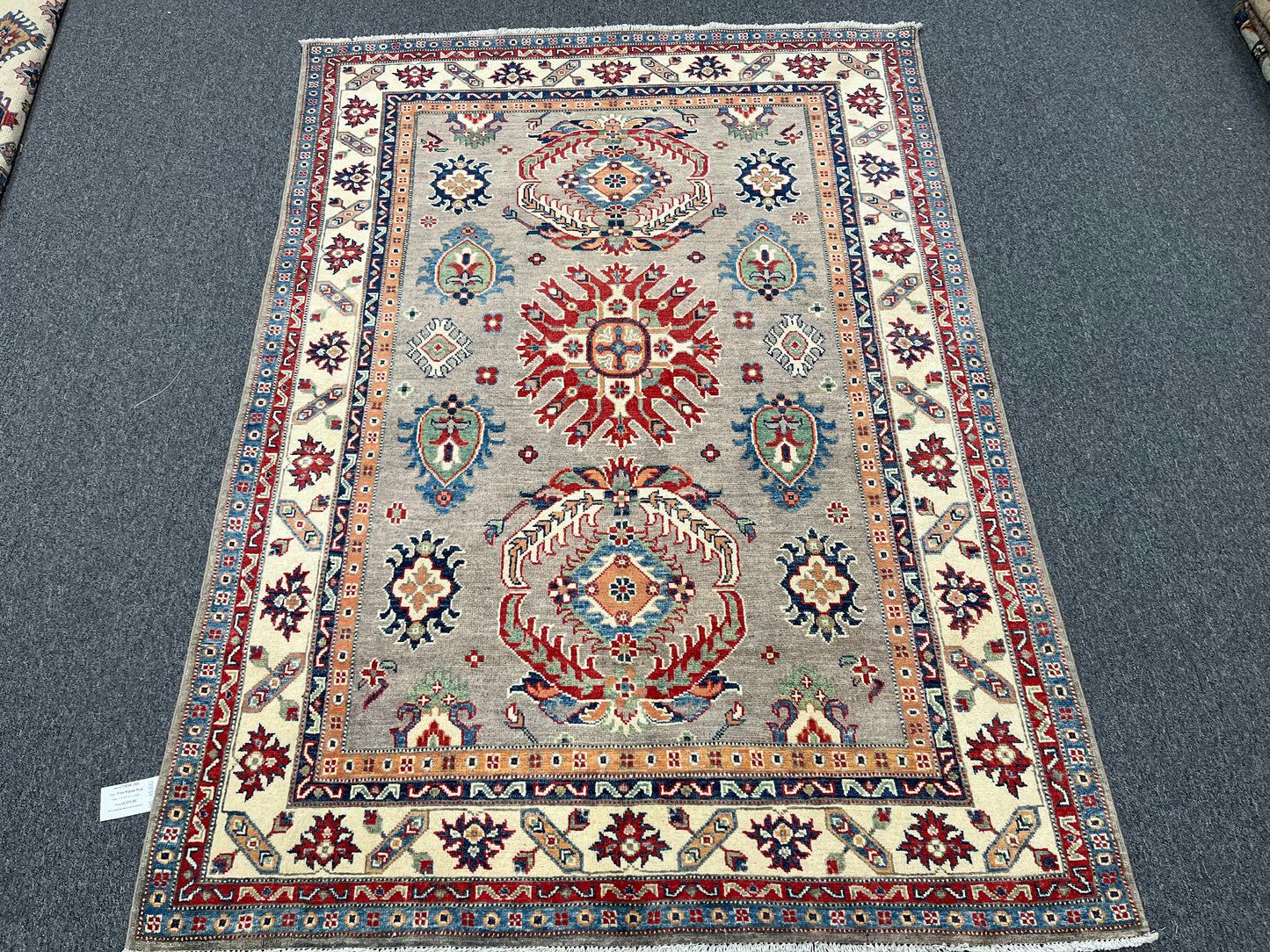 5 X 7 Kazak Gray Brown Handmade Wool Rug # 13834