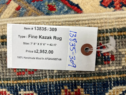 5 X 8 Fıne Kazak Handmade Wool Rug # 13835