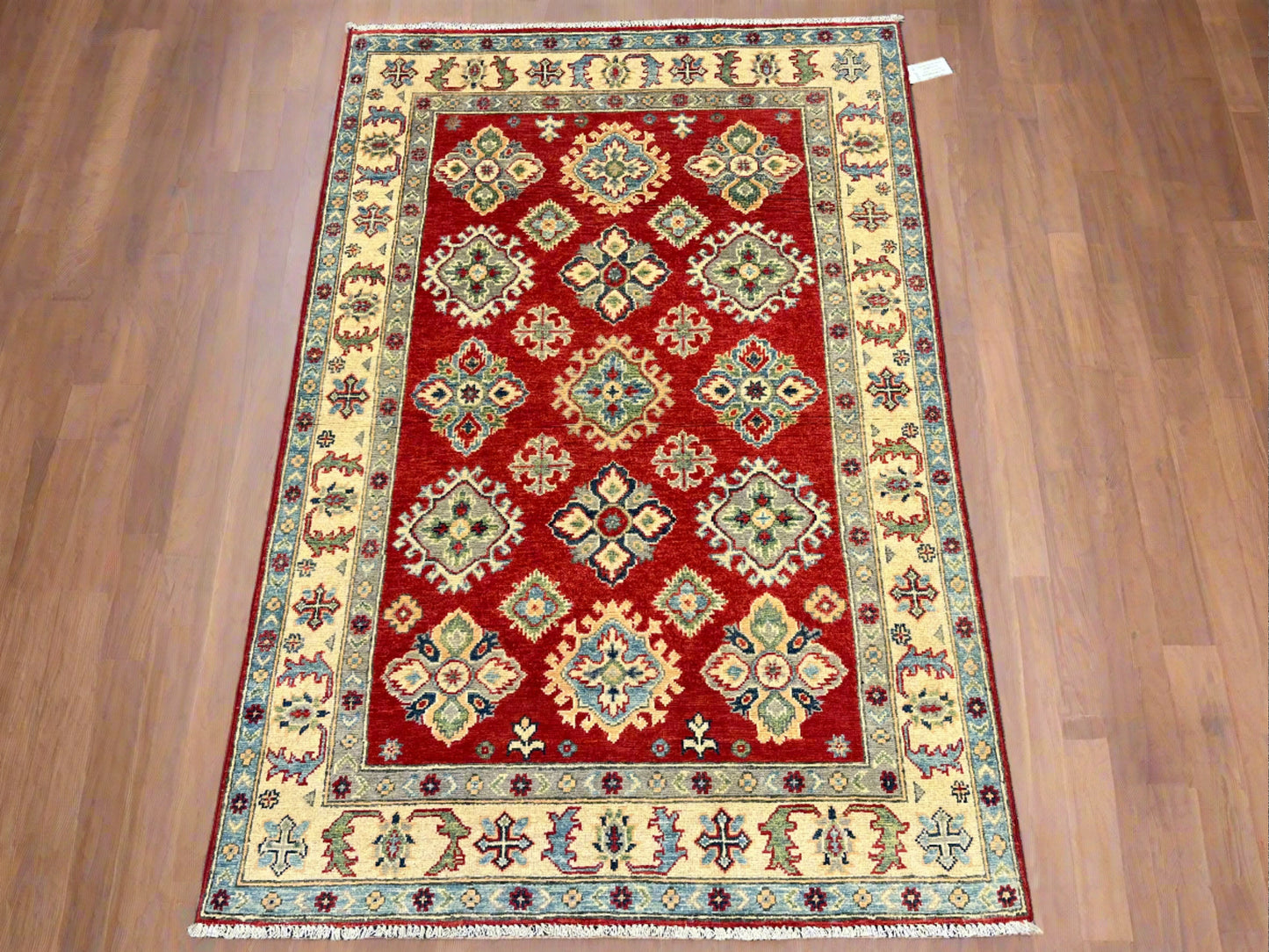 4 X 6 Kazak Red Handmade Wool Rug # 13847