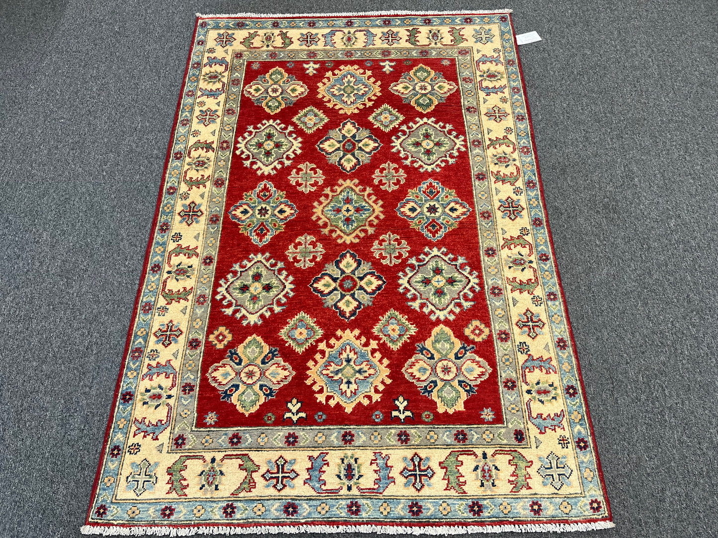 4 X 6 Kazak Red Handmade Wool Rug # 13847