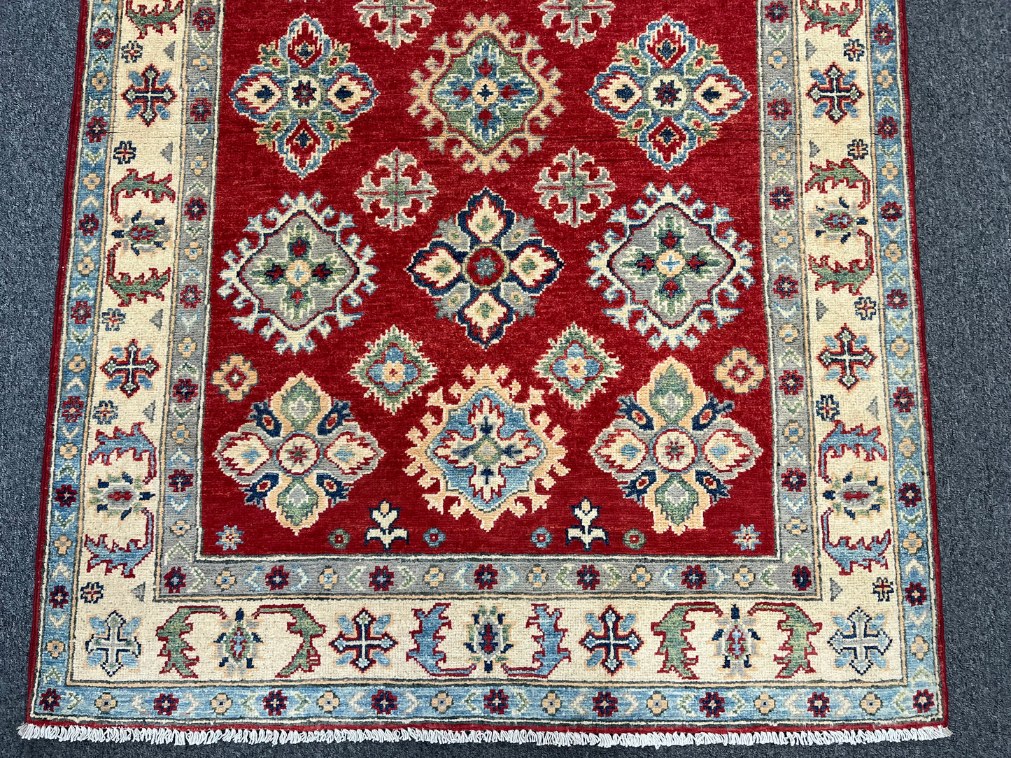 4 X 6 Kazak Red Handmade Wool Rug # 13847