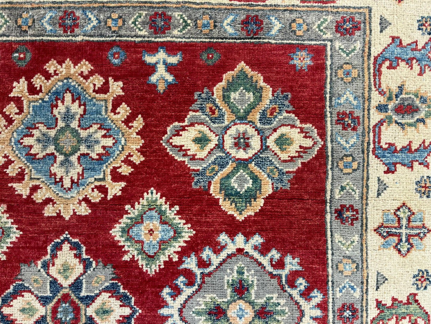 4 X 6 Kazak Red Handmade Wool Rug # 13847