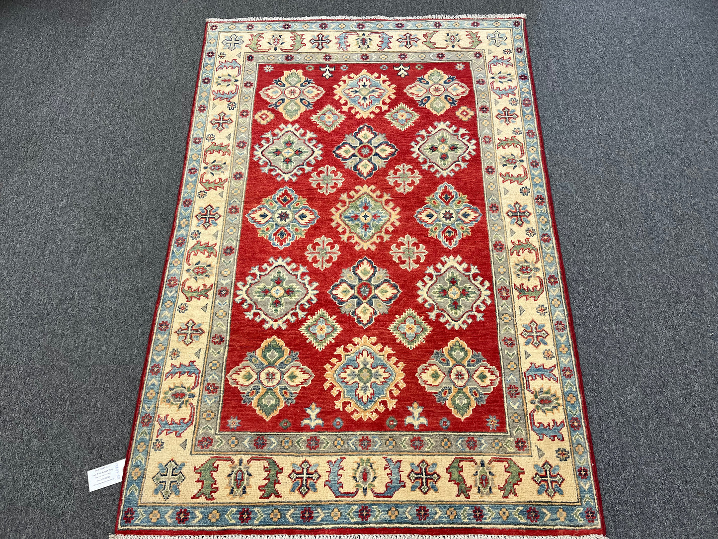 4 X 6 Kazak Red Handmade Wool Rug # 13847