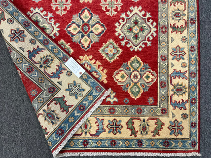 4 X 6 Kazak Red Handmade Wool Rug # 13847