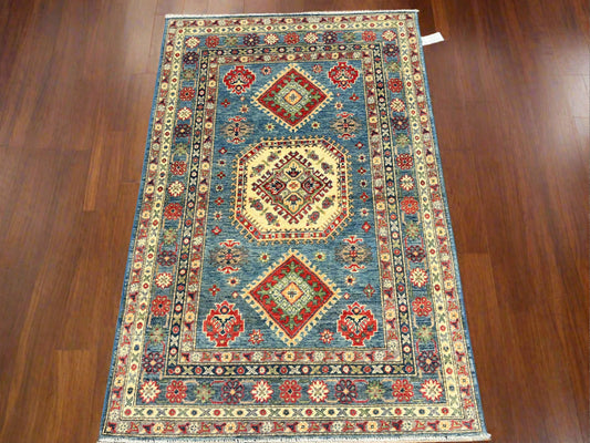 4 X 6 Kazak Light Blue Handmade Wool Rug # 13933