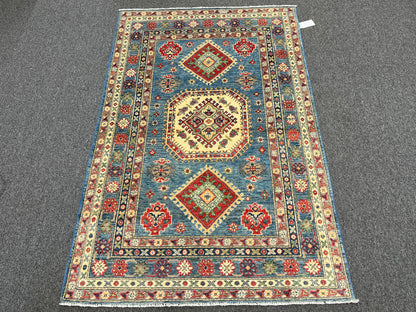 4 X 6 Kazak Light Blue Handmade Wool Rug # 13933