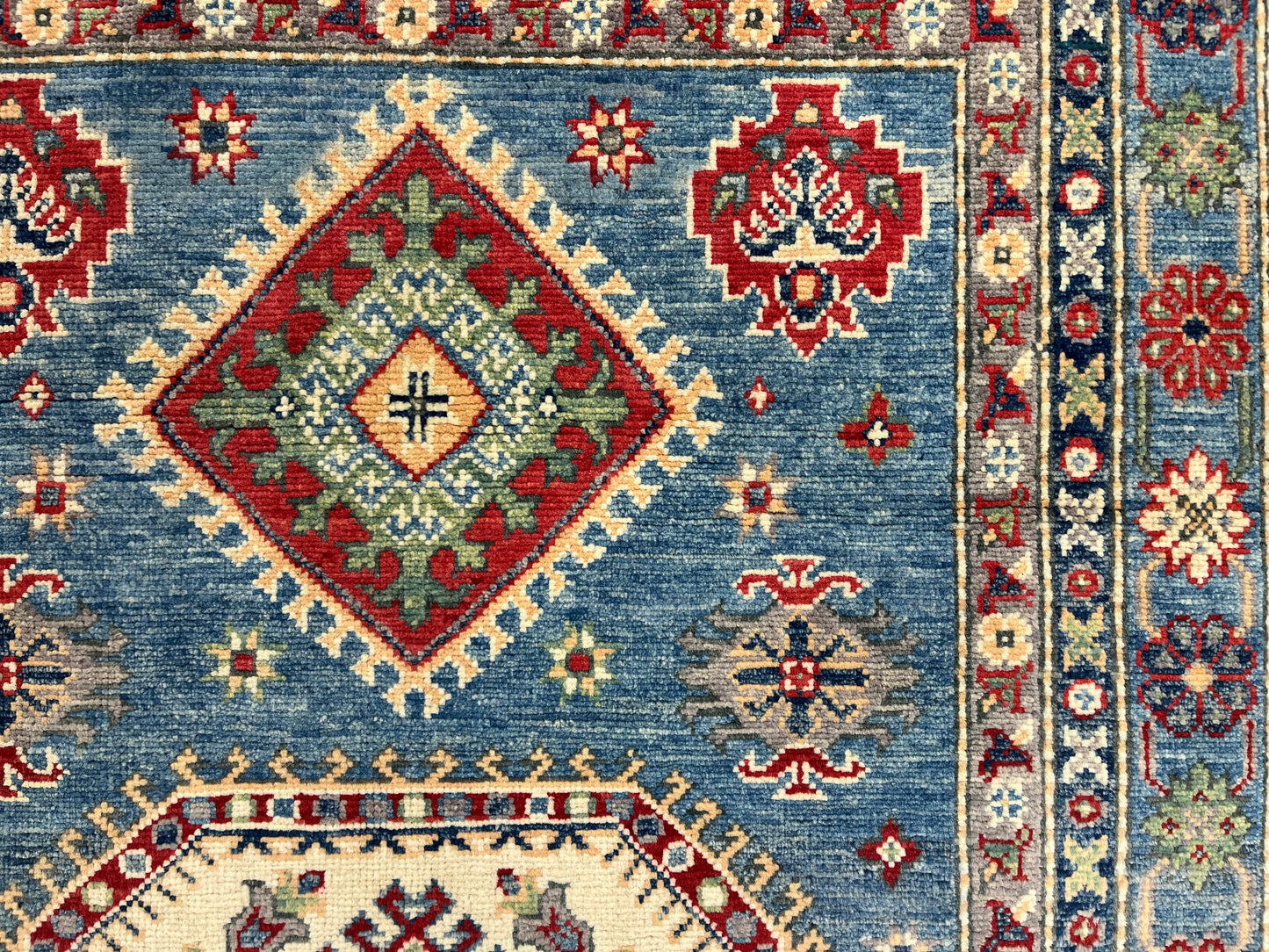 4 X 6 Kazak Light Blue Handmade Wool Rug # 13933