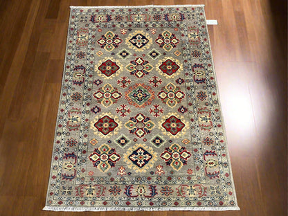 4X6 Kazak Brown Handmade Wool Rug # 13751