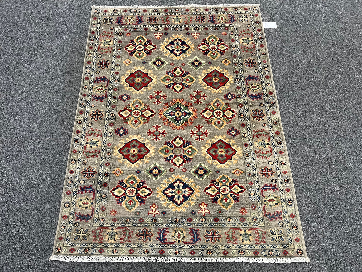 4X6 Kazak Brown Handmade Wool Rug # 13751