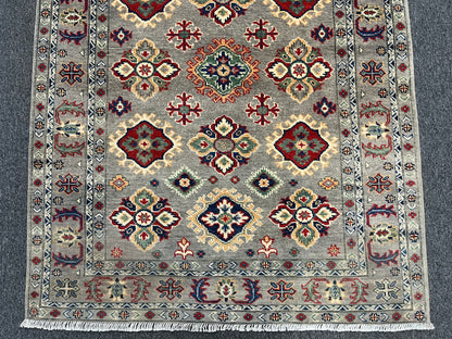 4X6 Kazak Brown Handmade Wool Rug # 13751