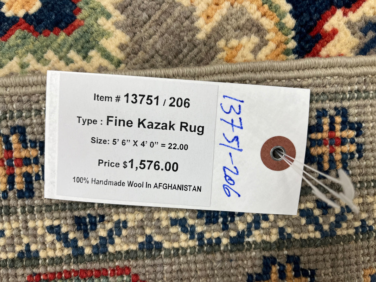 4X6 Kazak Brown Handmade Wool Rug # 13751