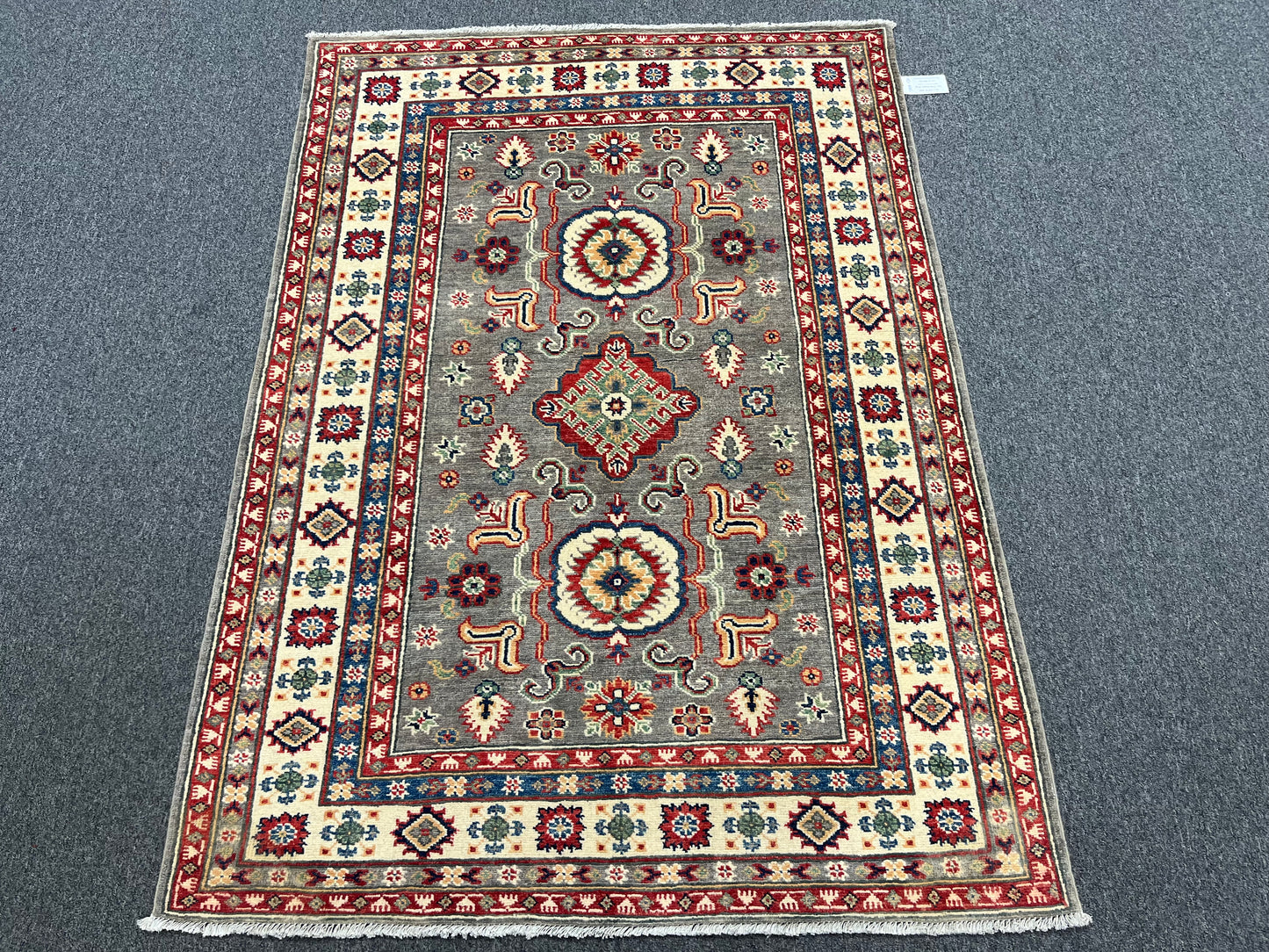 4X6 Kazak Brown Handmade Wool Rug # 13919