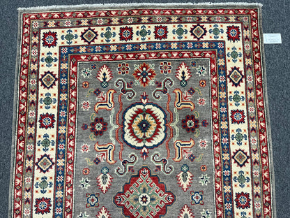 4X6 Kazak Brown Handmade Wool Rug # 13919