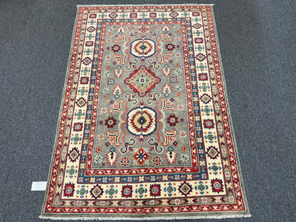 4X6 Kazak Brown Handmade Wool Rug # 13919