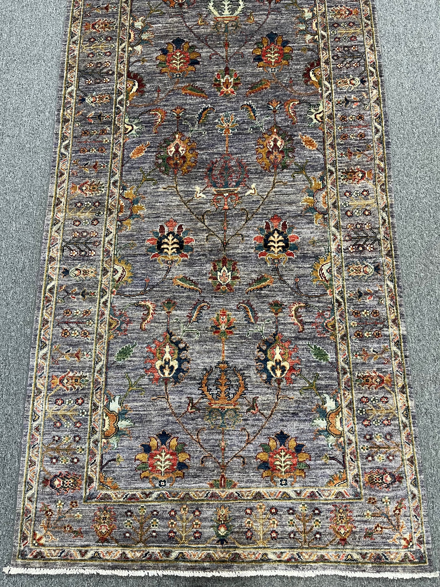 4' X 24'  Mahal Lavender color Handmade Wool Rug # 14345