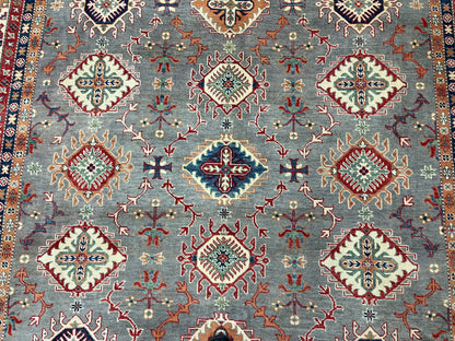 Gray/Beige Kazak 9X11 Handmade Wool Rug # 13893