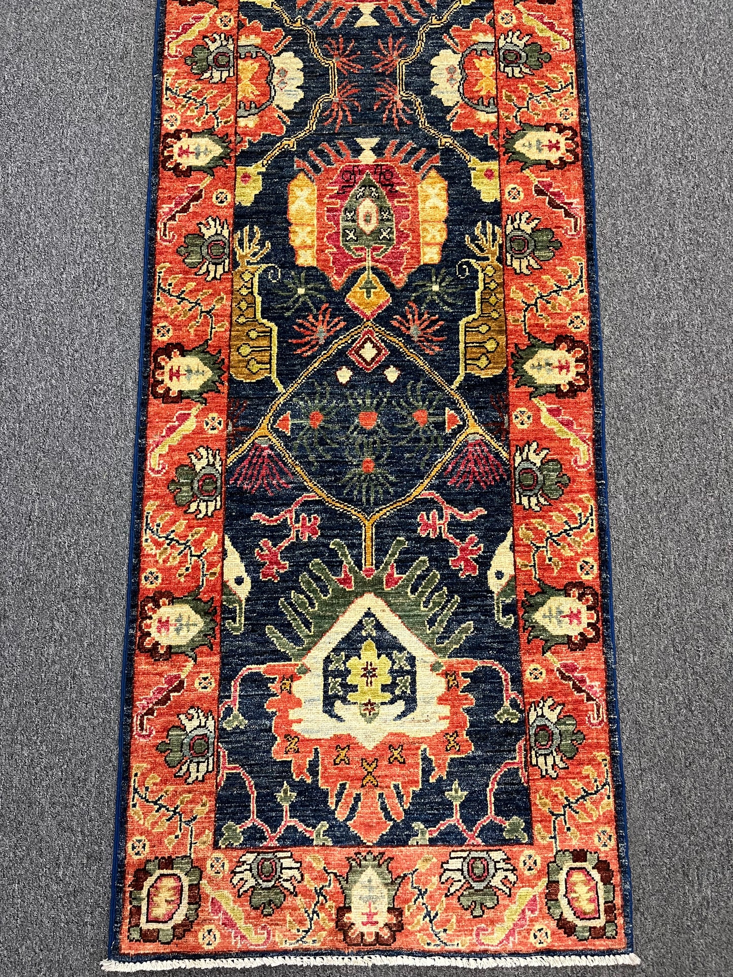 2' 6"X18 Afghan Bijar Handmade Wool Runner Rug # 14142