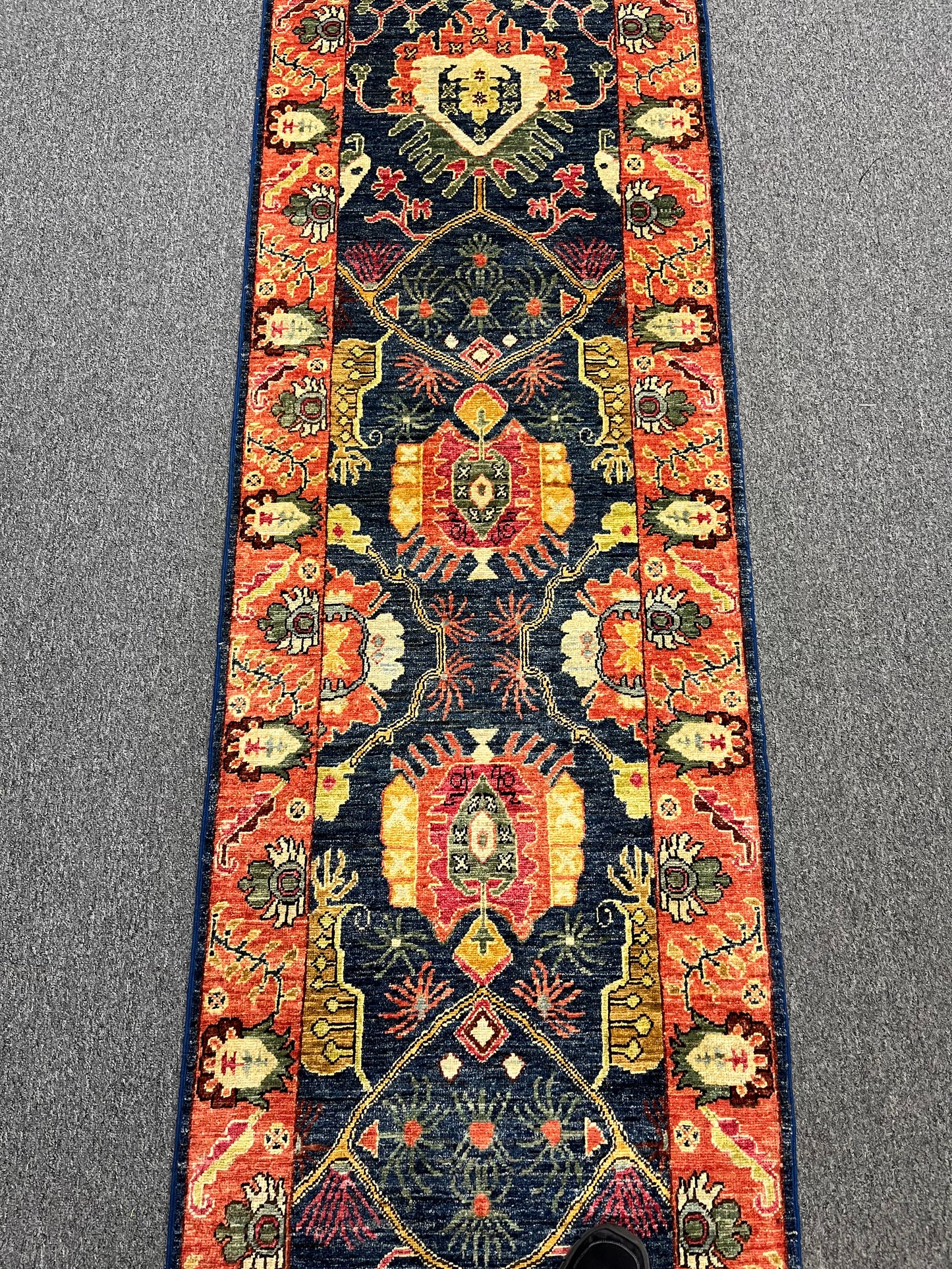 2' 6"X18 Afghan Bijar Handmade Wool Runner Rug # 14142