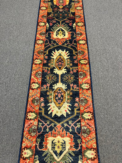 2' 6"X18 Afghan Bijar Handmade Wool Runner Rug # 14142