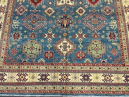 Kazak 8X10 Light Blue Handmade Wool Rug # 13894