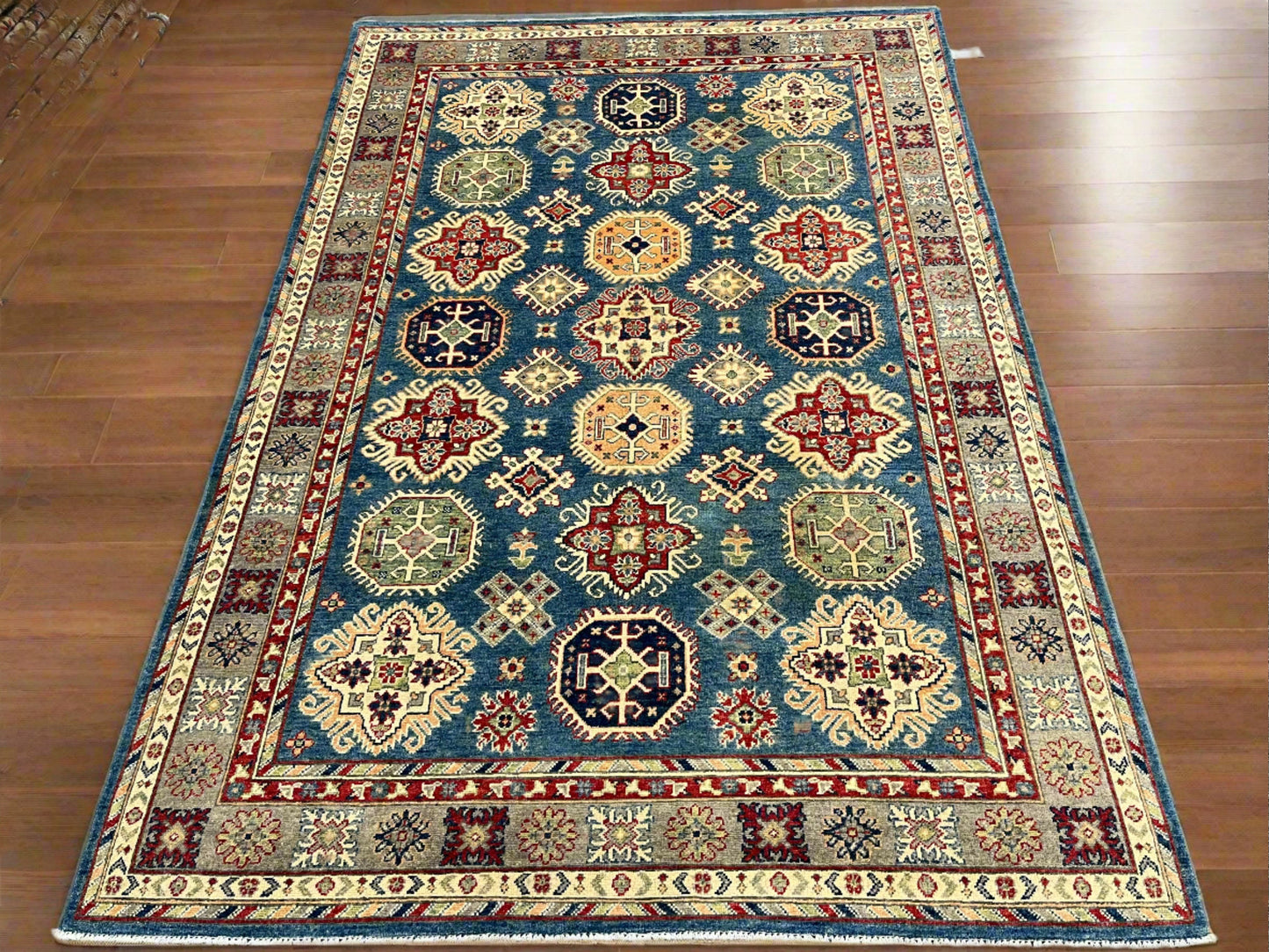 6X9 Kazak Light Blue Handmade Wool Rug # 13716