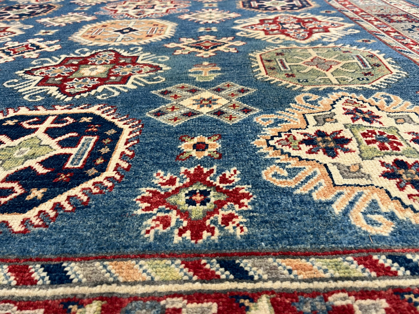 6X9 Kazak Light Blue Handmade Wool Rug # 13716