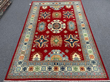 6X9 Kazak Red Handmade Wool Rug # 13313