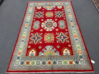 6X9 Kazak Red Handmade Wool Rug # 13313