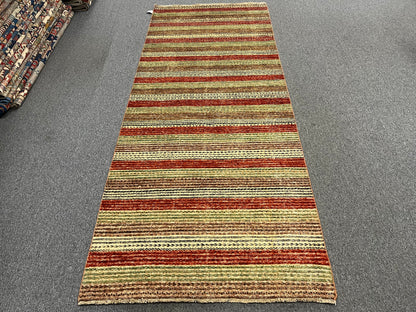 Striped Design Modern Gabbeh 4X10 Handmade Wool Rug # 9265