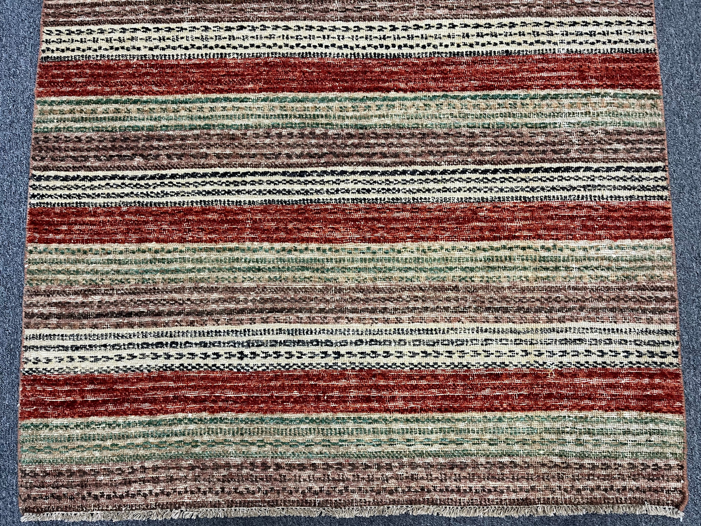 Striped Design Modern Gabbeh 4X10 Handmade Wool Rug # 9265