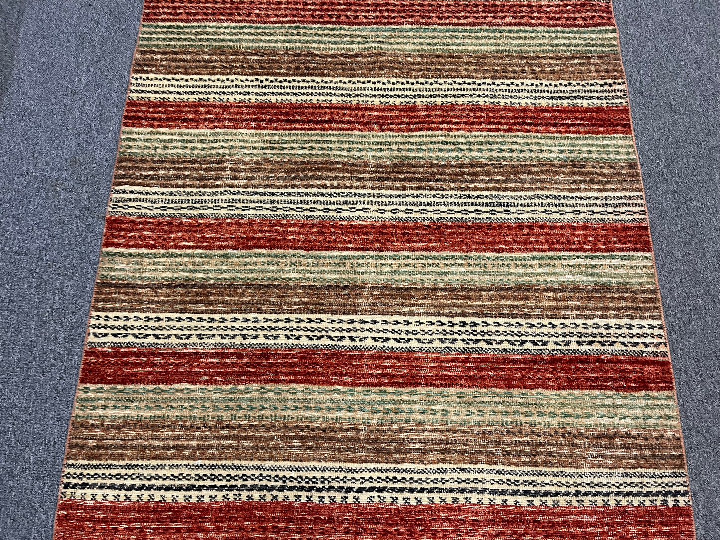 Striped Design Modern Gabbeh 4X10 Handmade Wool Rug # 9265