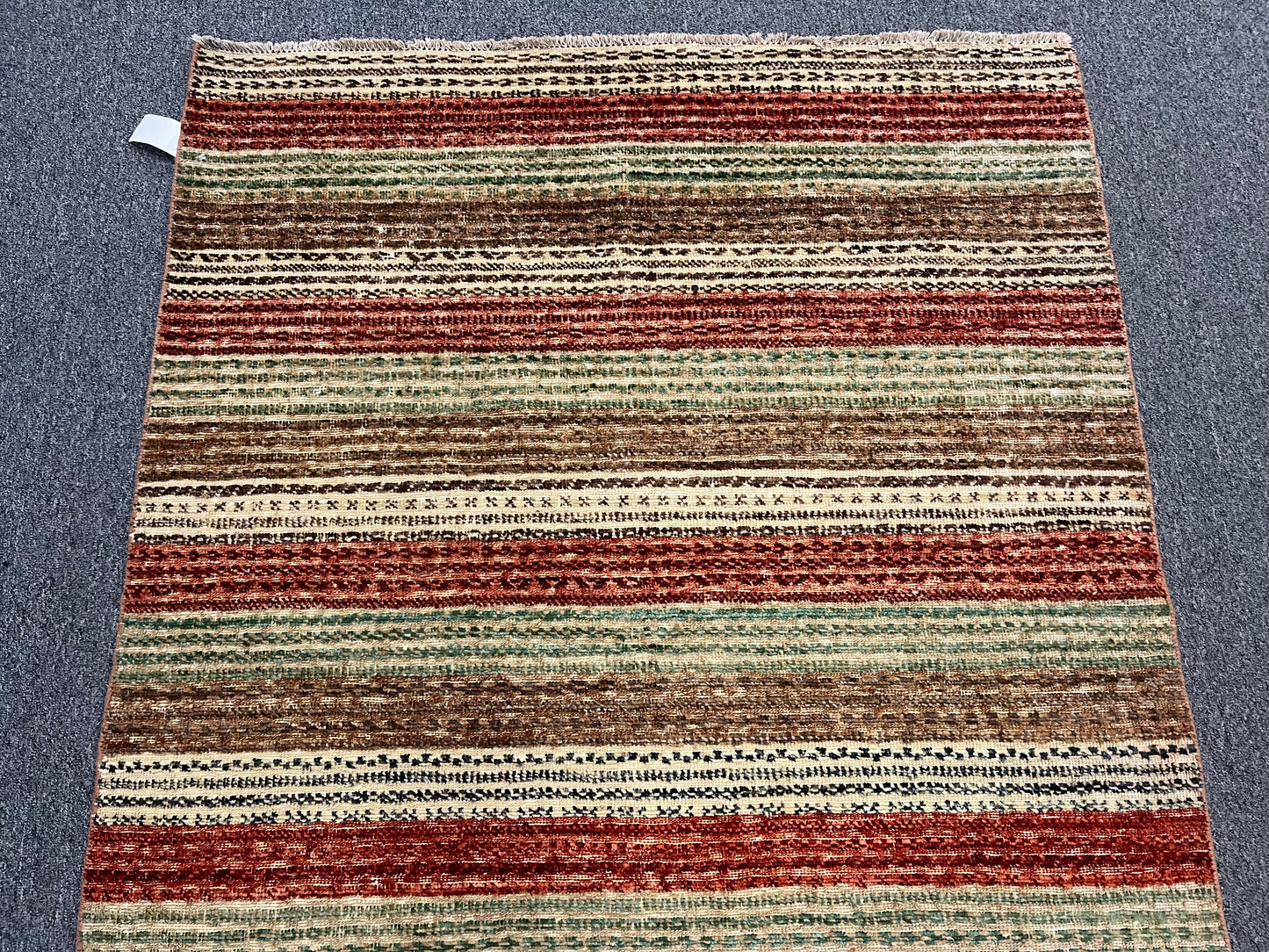 Striped Design Modern Gabbeh 4X10 Handmade Wool Rug # 9265